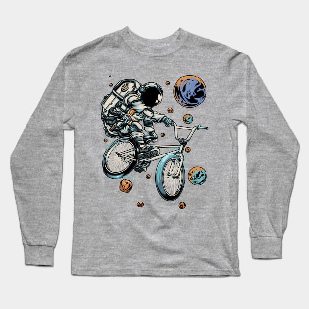 Astronaut BMX Bike Tricks Long Sleeve T-Shirt by theprettyletters